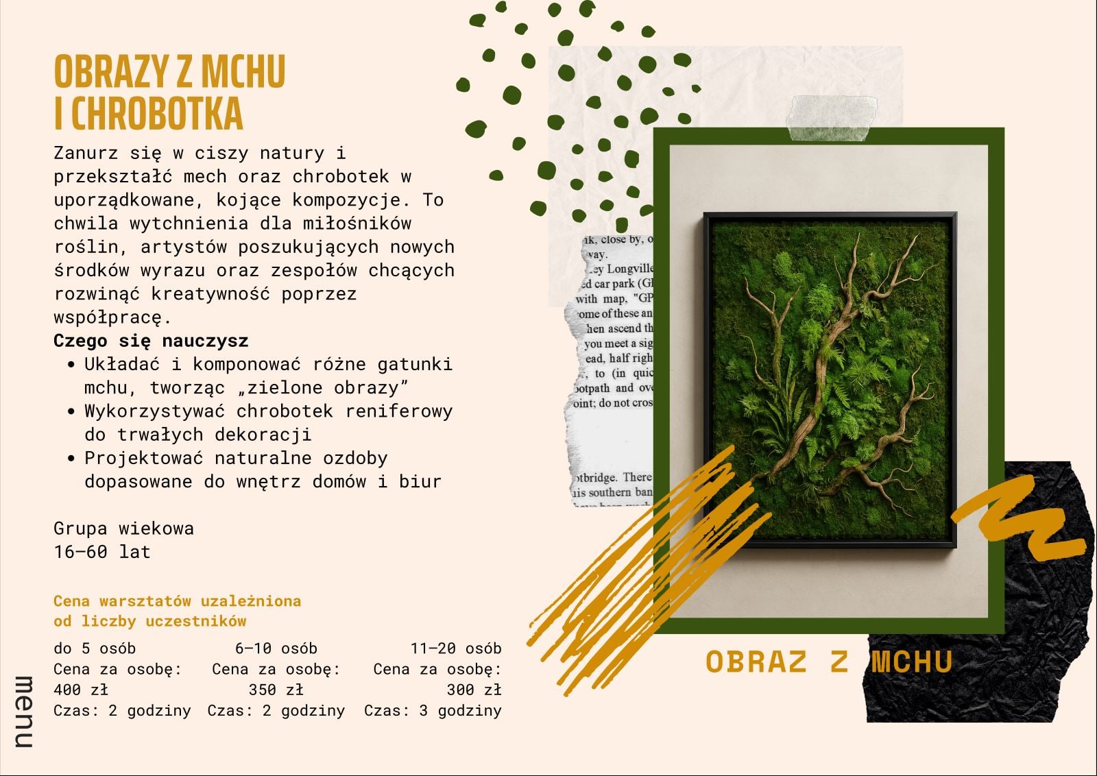 Makieta warsztatu Obrazy z mchu